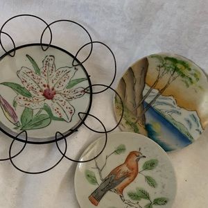 Three small plates , Japan hand painted?